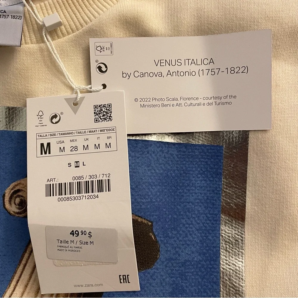 NWT Zara Venus Italica Sweatshirt.  Size M - Picture 6 of 8